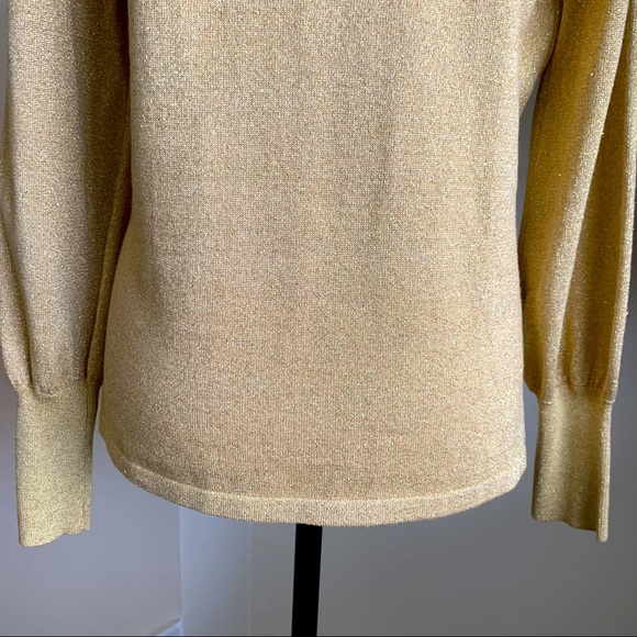 Design Options By Philip & Jane Gordon Vintage Gold Metallic Knit Top Sz M - Picture 11 of 14